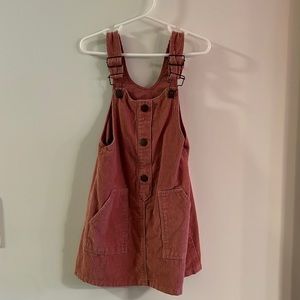 Pink corduroy overall dress Zara